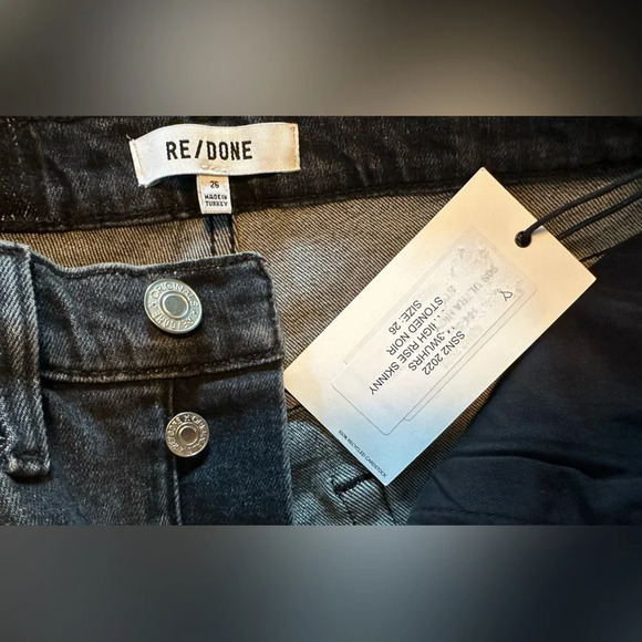 NWT RE/DONE 90's Orginals Ultra High Rise Skinny in Stoned Noir 26 - Picture 7 of 11